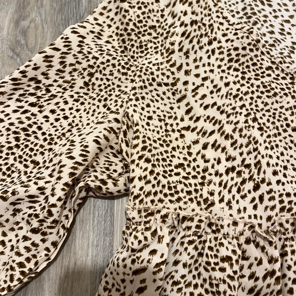 SHEIN Speckled Dalmatian Print Frill Trim Chiffon Smock Dress - Picture 6 of 8